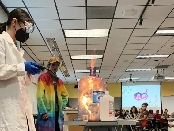 SMACs Chemistry Club demonstration waterbottle fire