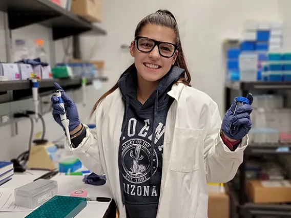 Student doing research in a chemistry lab.