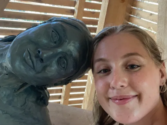 photo of Madisson O'Callaghan with a self sculpture