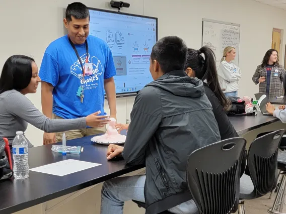 Omar Acuna, Chemistry teacher at Baboquivari High School and students