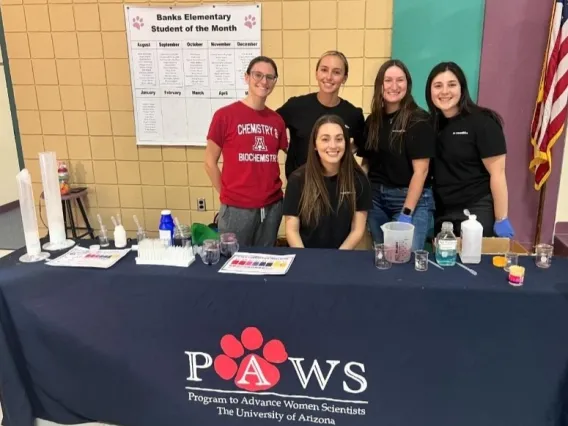 PAWS, Isabella Krider, Clara Frost, Jenna Courey, Megan Laham, and Samantha Rokey (front)