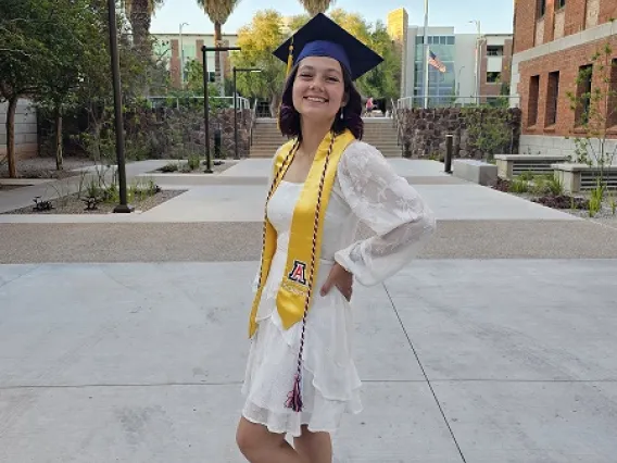 Elizabeth Harper in graduation cap