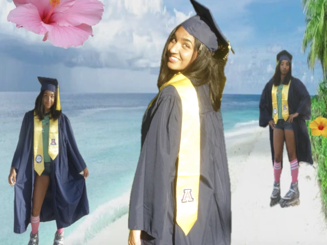 Pulari Kartha wearing a graduation cap and gown