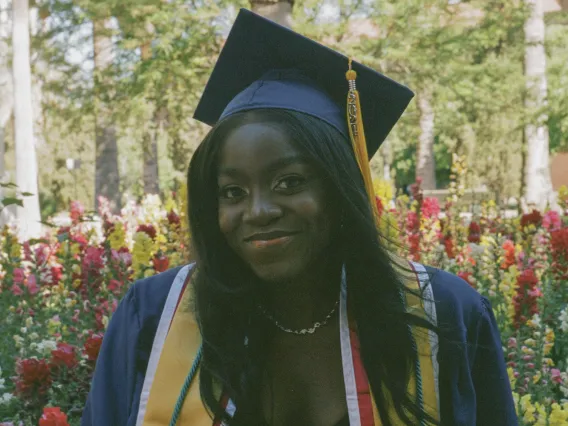 Veronica Hode wearing graduation cap and gown