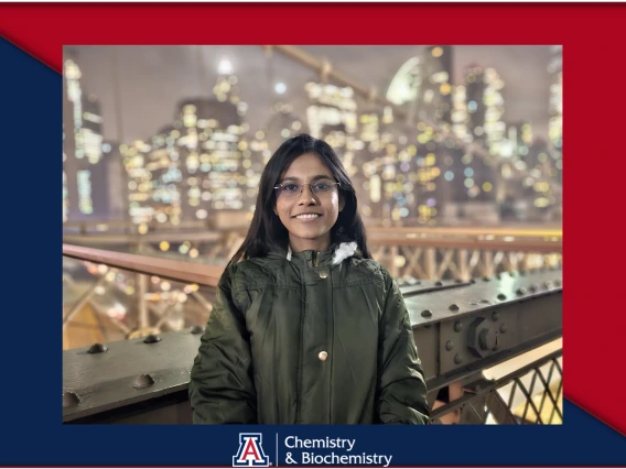 Photo of Sanwayee Biswas with city scape and bridge in the background