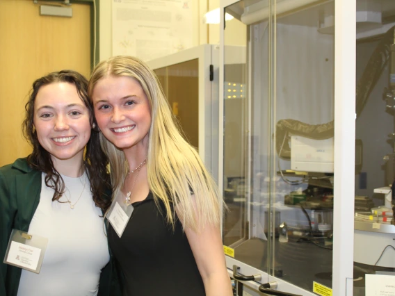 photo of two potential grad students in CBC lab for a tour