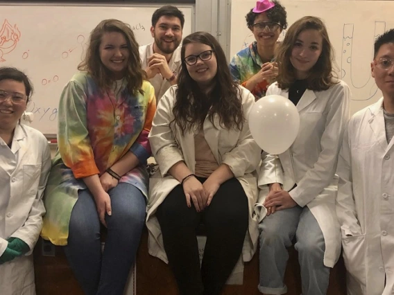 Group photo of chemistry students in classroom