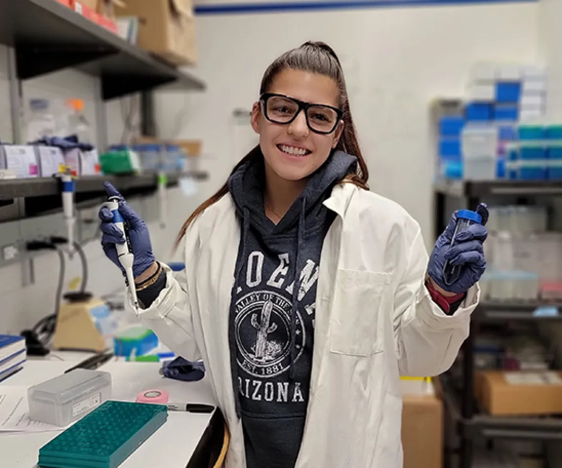 Student doing research in a chemistry lab.