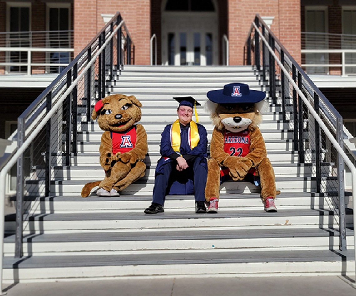 CBC Graduate with Wilber and Wilma Wildcat