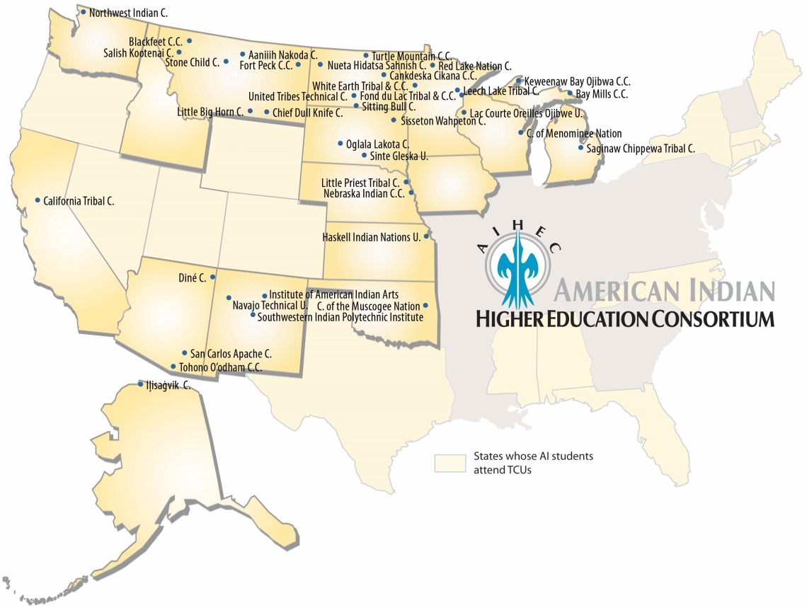 American Indian Higher Education Consortium map graphic