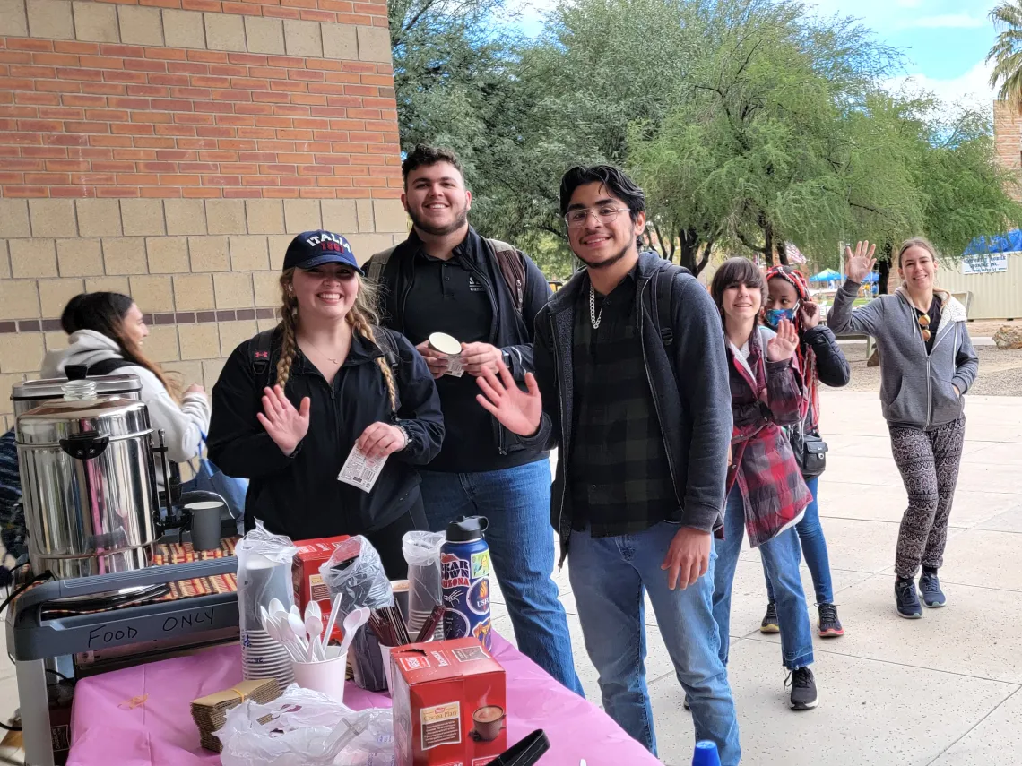 Students standing in line for Cookies and Coco with CBC