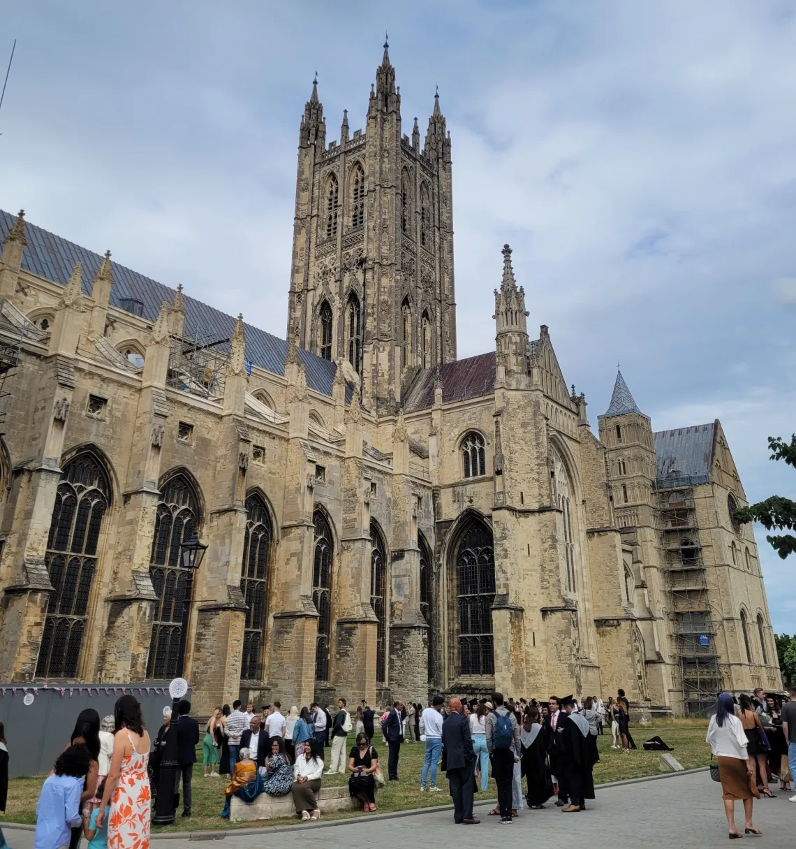 Photo of large castle with many people tourists grouped out front, taken by Ananya Chakraborti