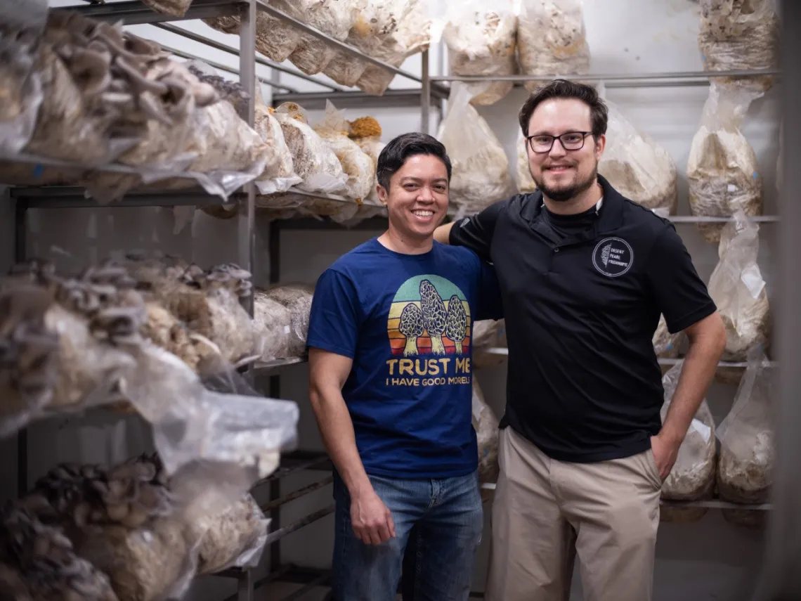 John De Lorenzo & Kris Savage of Desert Pearl Mushrooms (Photo by Taylor Noel Photography)