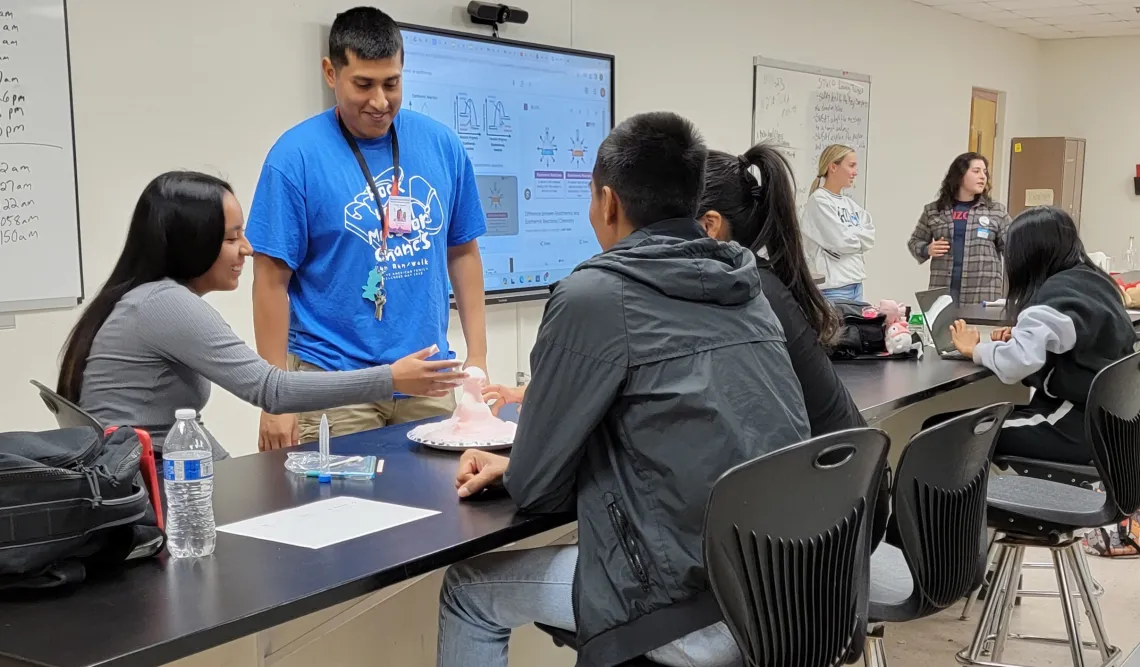 Omar Acuna, Chemistry teacher at Baboquivari High School and students