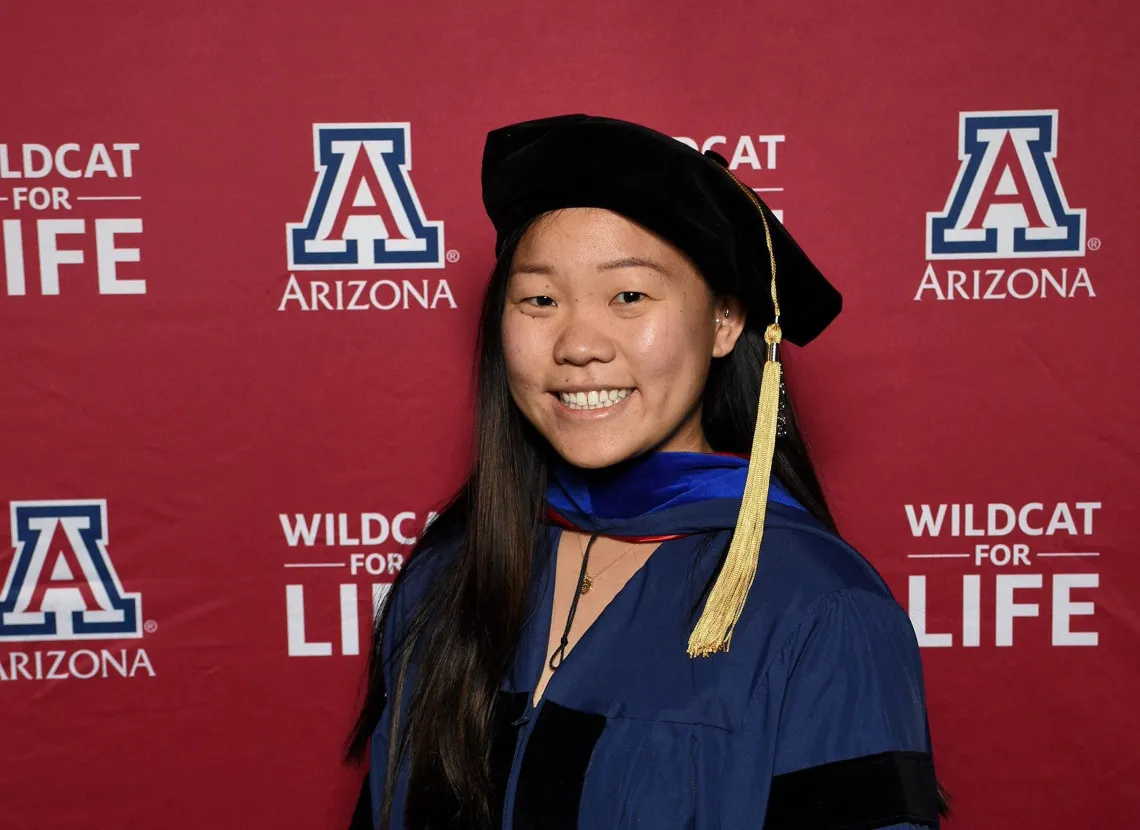 Beverly Feng in cap and gown