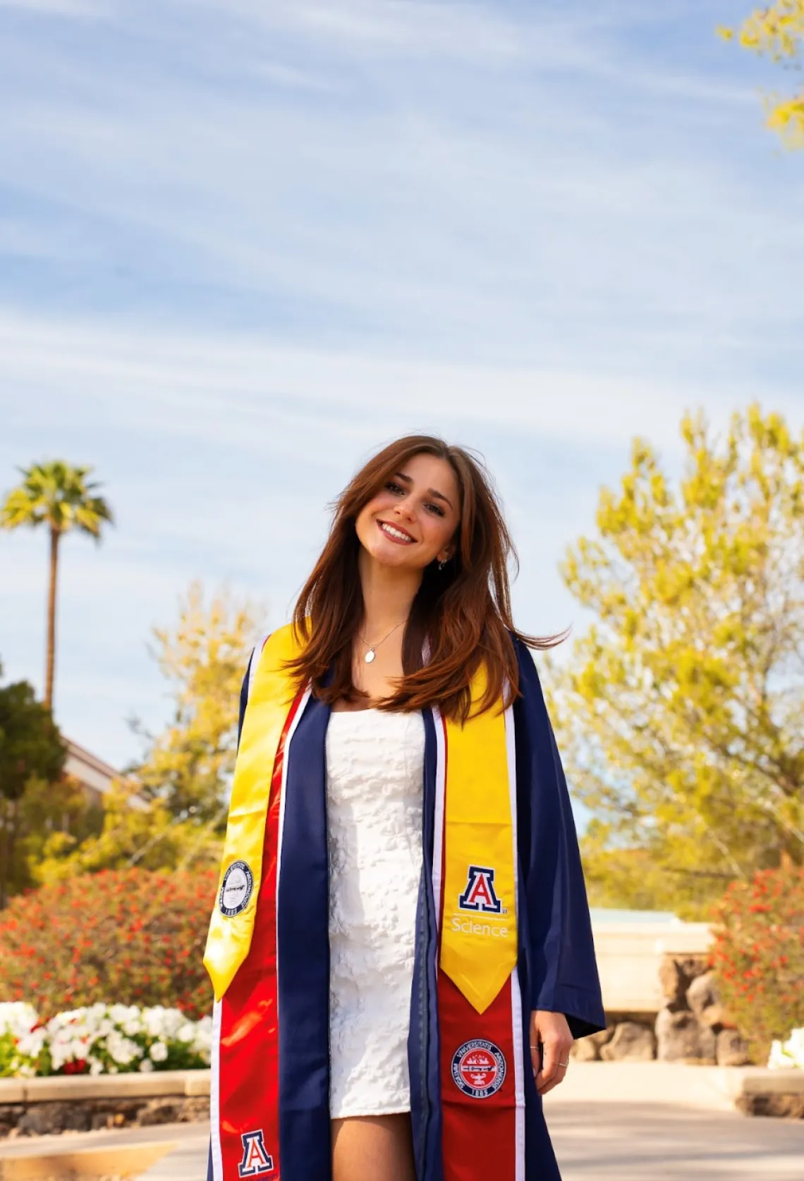 Angela Mankin wearding a graduation gown