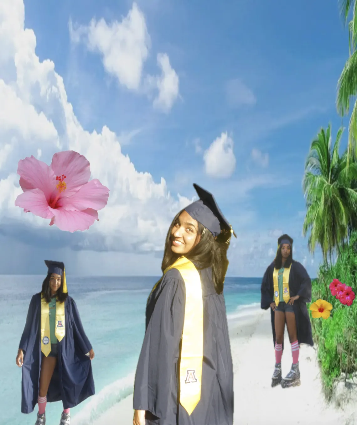 Pulari Kartha wearing a graduation cap and gown