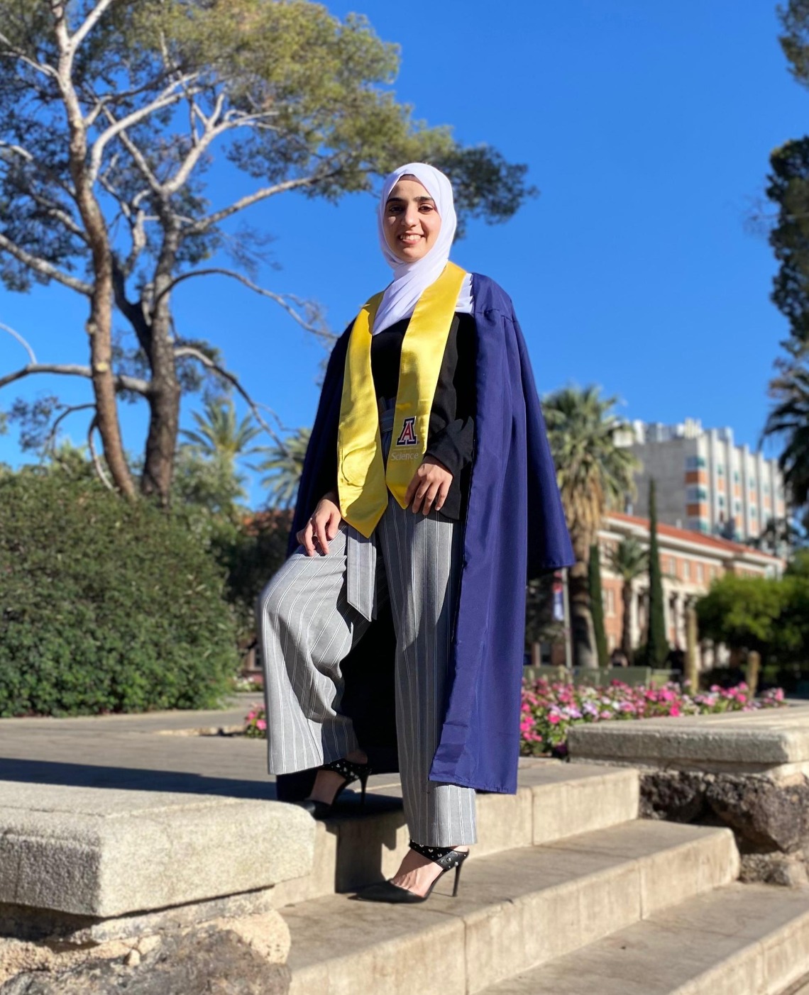Samia Al Zahraw wearing a graduation gown