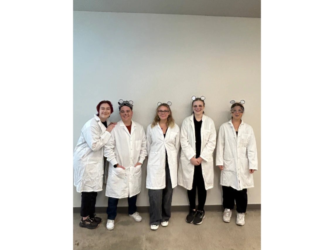 Audrey Winkle and four others dressed as lab rats