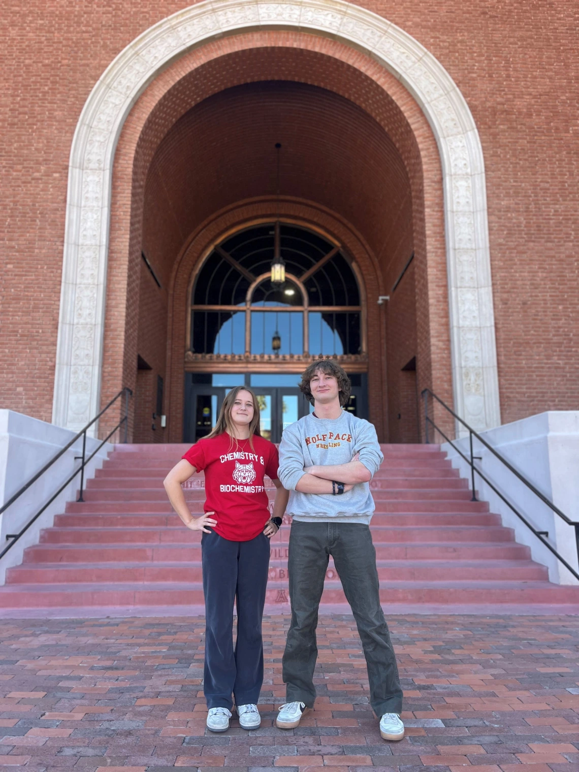 Photo of Natalie Rawlings and Chase Valentine in front of Old Main