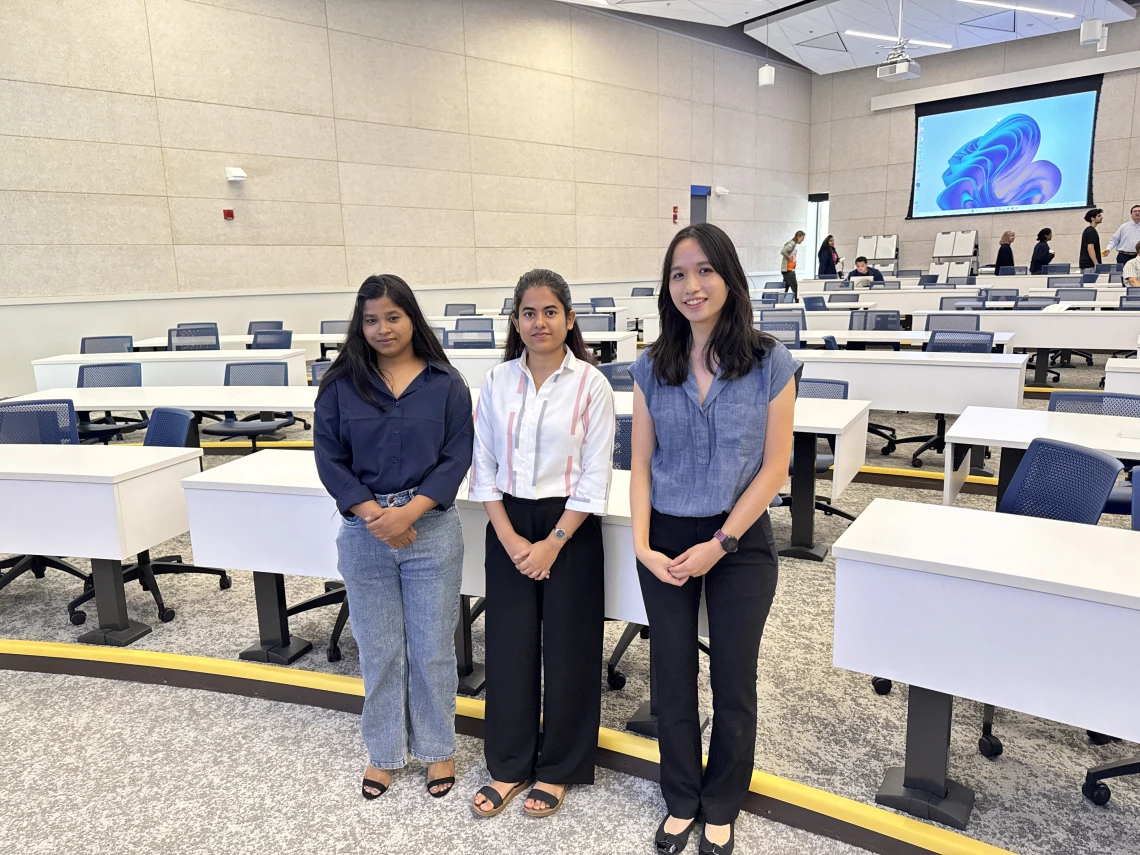 Presenters Debolina, Raushan, and Evelyn
