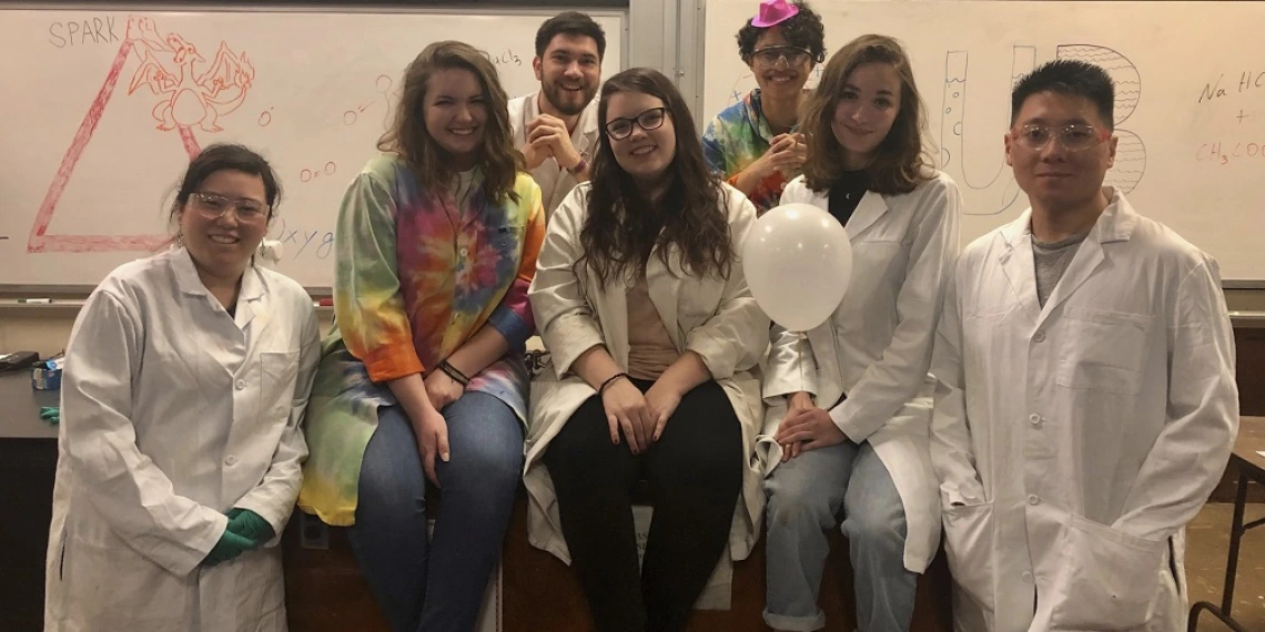 Group photo of chemistry students in classroom