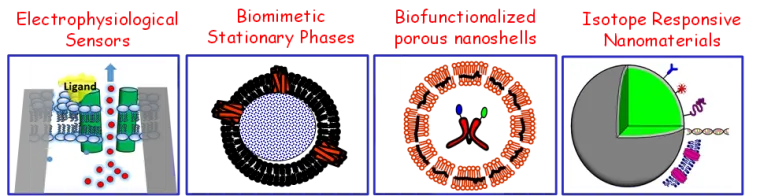 Schematic representation of four major research thrusts in the Aspinwall group