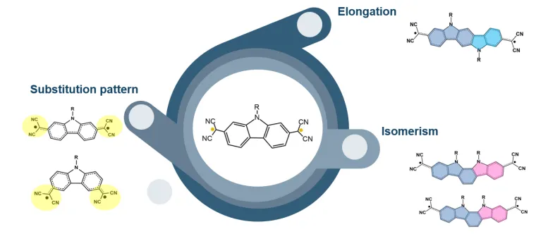 Chemical structures of carbazole-based diradicals under study