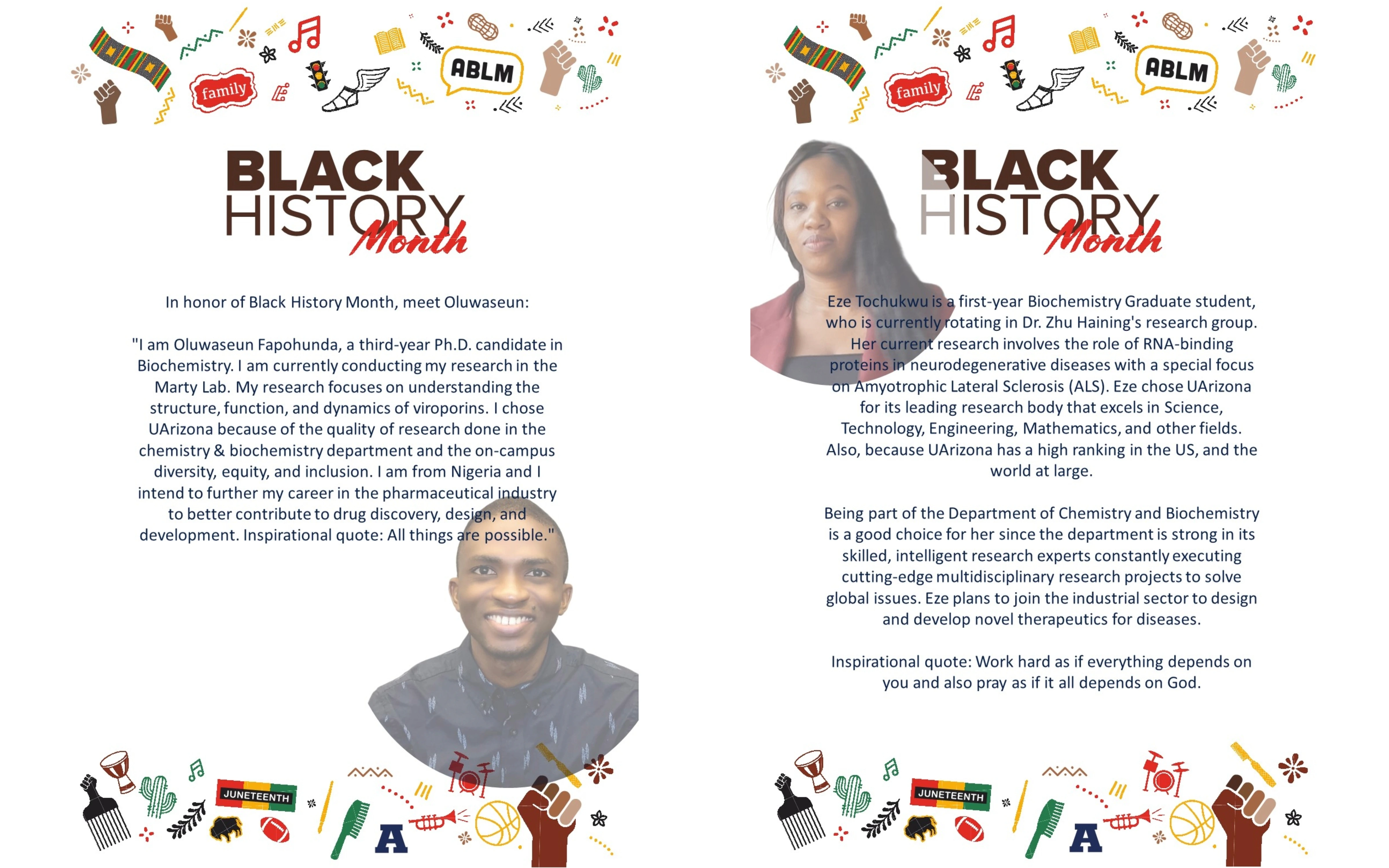 Black History Month stories for Oluwaseun Fapohunda and Eze Tochukwu