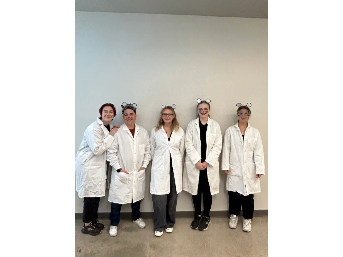 Audrey Winkle and four others dressed as lab rats